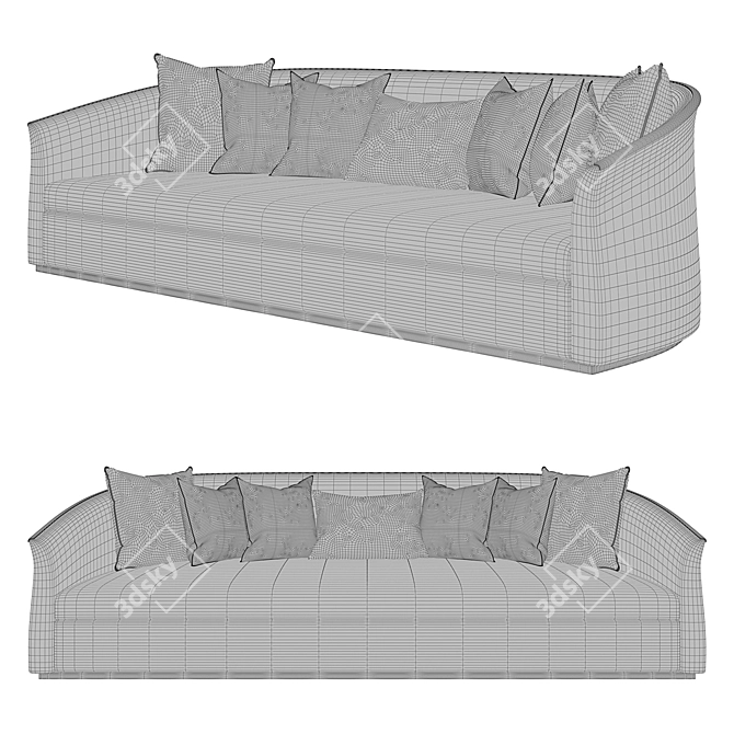 Modern 2-Seater Sofa: 2600mm length, 920mm width, 745mm height 3D model image 2