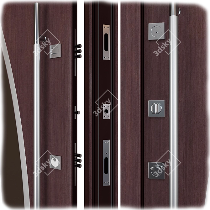 Sleek Inox S-14 Metal Door 3D model image 2