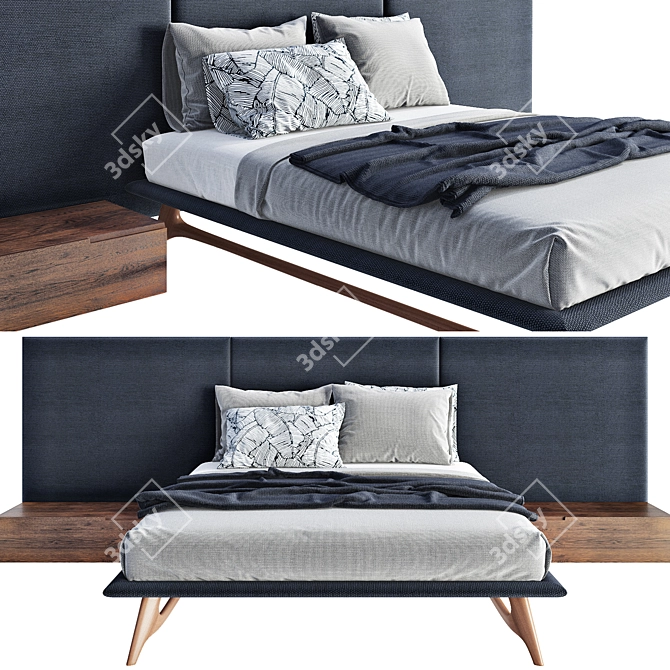 Contemporary Bolzan Bed: SMILE Collection 3D model image 2