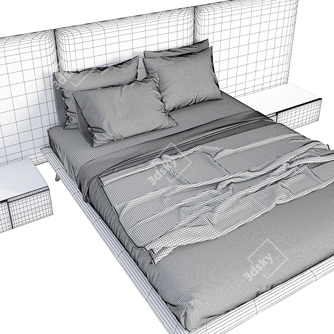 Contemporary Bolzan Bed: SMILE Collection 3D model image 3