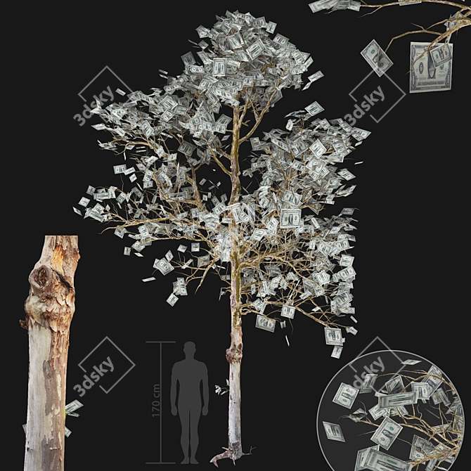 Lush Wealth Money Tree 3D model image 1