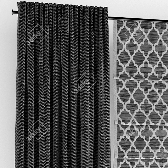 Elegant Roman Blinds Curtain 3D model image 2