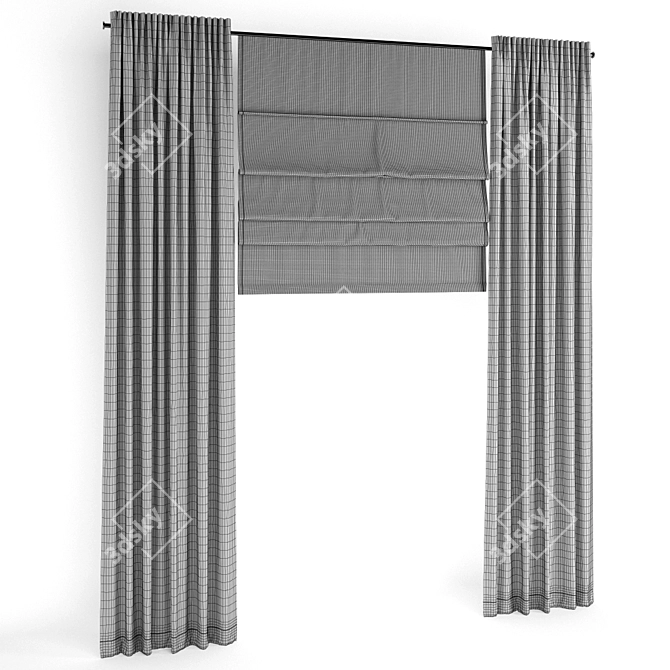 Elegant Roman Blinds Curtain 3D model image 3