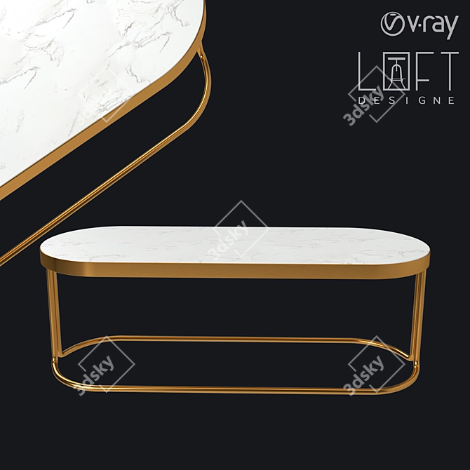 Modern Metal and Stone Coffee Table - LoftDesigne 60102 3D model image 1