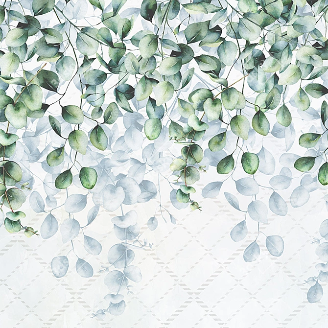 Title: Eco-mural Eucalyptus Leaves: Nature-inspired Embossed Wallpaper 3D model image 1