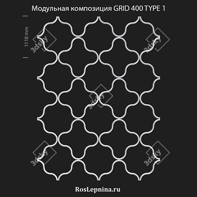 Modular Grid 400 - Stylish Gypsum Decor! 3D model image 1