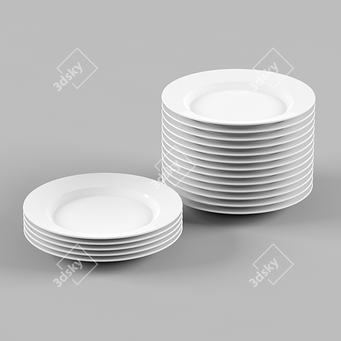 Elegant Ceramic Plate Set 3D model image 1