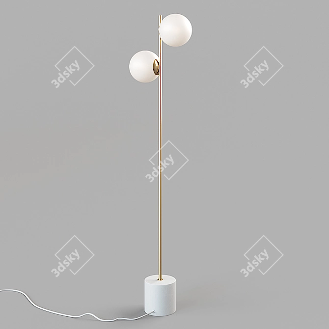 Elegant Brass Stem Floor Lamp 3D model image 1