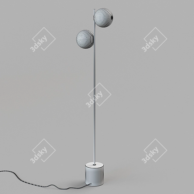 Elegant Brass Stem Floor Lamp 3D model image 2