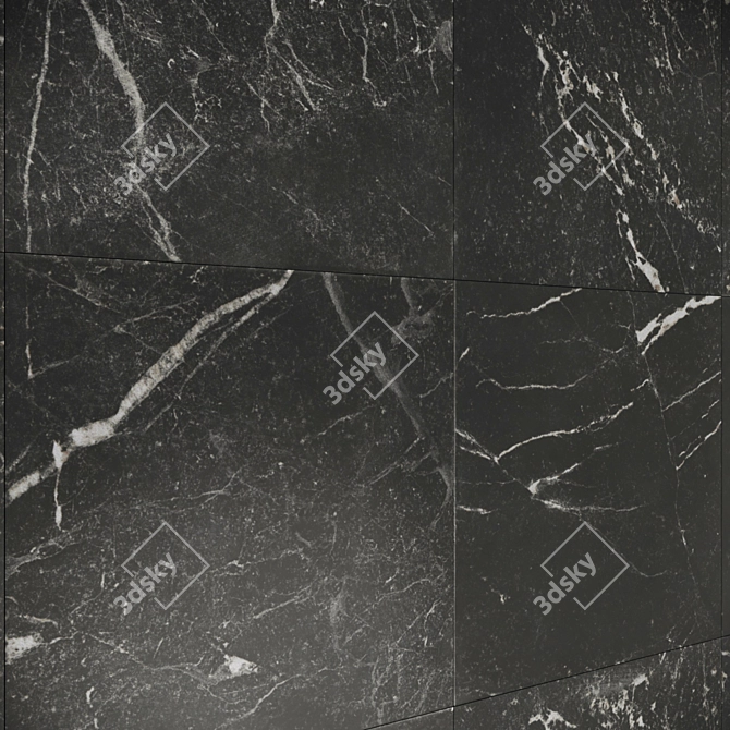 Multitextured Black Marble Tile 3D model image 2