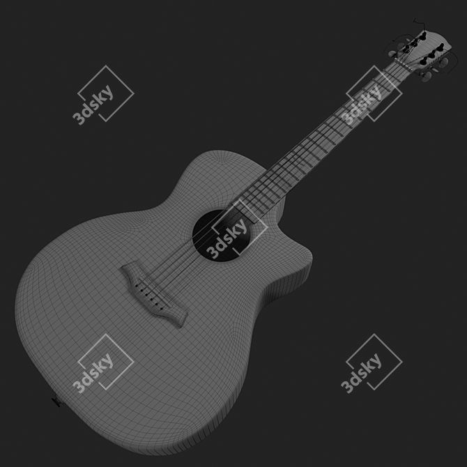  Baton Rouge Guitar: High-poly, 110k Polygons 3D model image 3