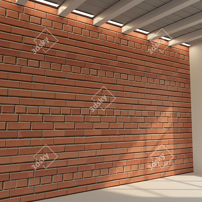 Vintage Brick Wall Texture 3D model image 1