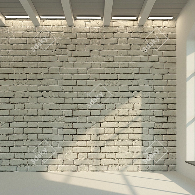 Antique Brick Wall Texture 3D model image 2