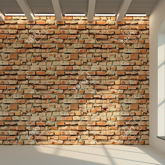  Vintage Brick Wall Texture 3D model image 1