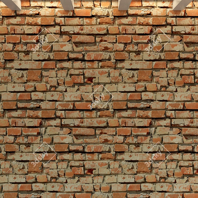  Vintage Brick Wall Texture 3D model image 2