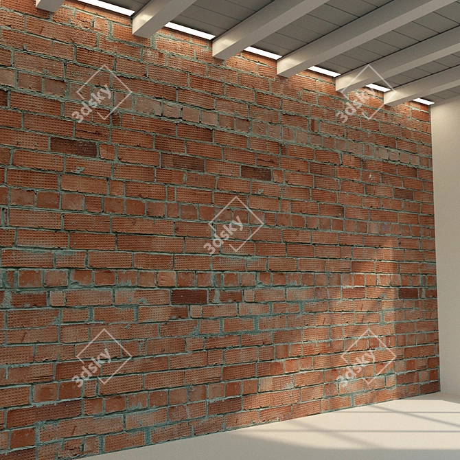 Vintage Brick Wall Texture 3D model image 1