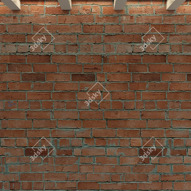 Vintage Brick Wall Texture 3D model image 3