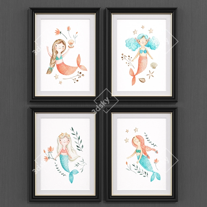 Modern Mermaid Art Collection 3D model image 2