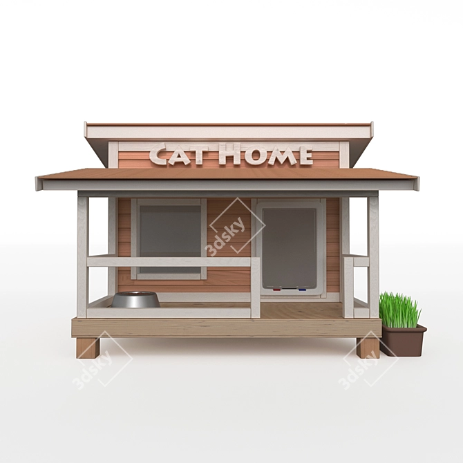 Cozy Haven: Insulated Outdoor Cat House 3D model image 2