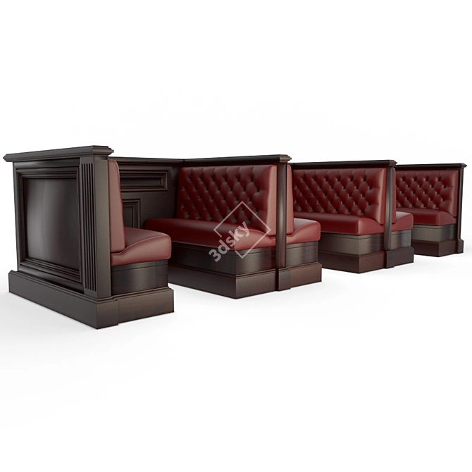 English Style Leather Bench for Restaurants and Pubs 3D model image 1