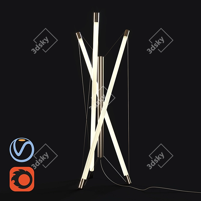 Sculptural T3-150 Floor Luminaire 3D model image 1