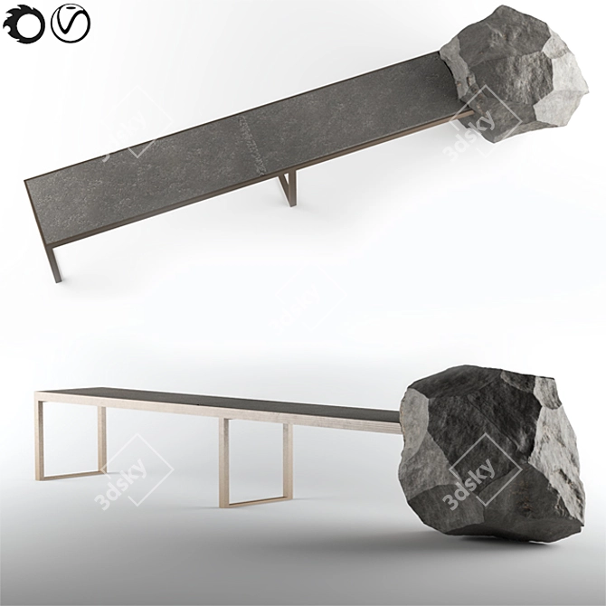 Rock-Bench: Stylish Steel Frame 3D model image 1