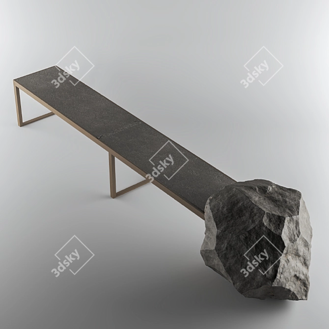 Rock-Bench: Stylish Steel Frame 3D model image 2