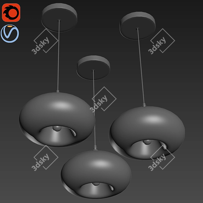 Modern Glass Hand Bell Pendant 3D model image 2