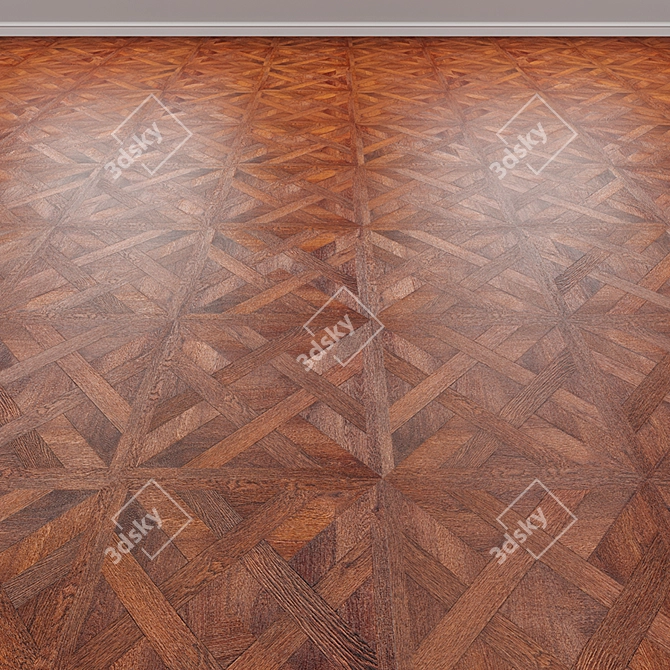 Versailles Parquet Vinyl Flooring - Dark & Durable 3D model image 1