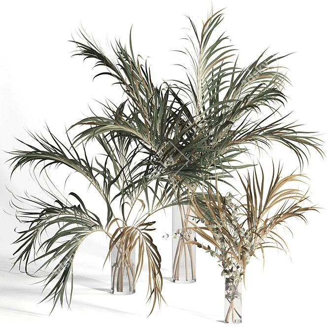 Natural Dry Palm Leaf Vases 3D model image 1