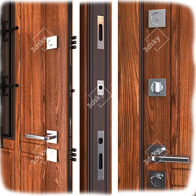 Cation Entrance Metal Door with Your Frame 3D model image 2