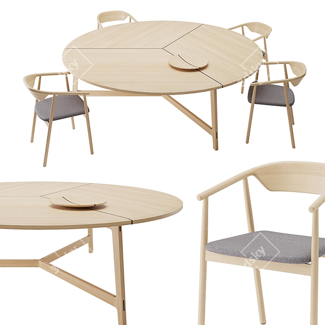 Modern Minimalist Mawari Table Set 3D model image 2