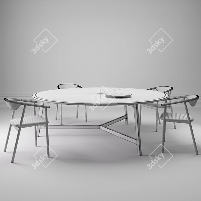 Modern Minimalist Mawari Table Set 3D model image 3