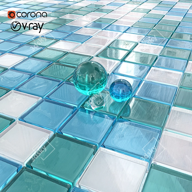 Stunning Glass Mosaic Tiles 3D model image 1