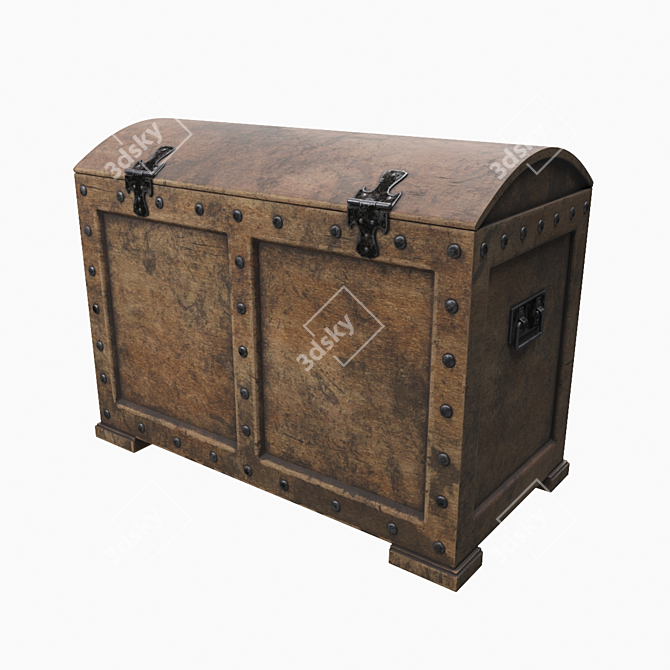 Vintage Wooden Chest 3D model image 2