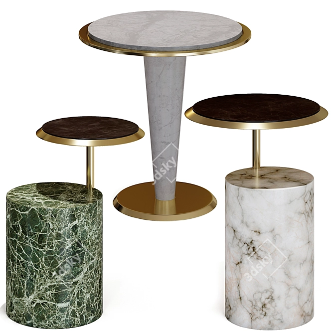 Elegant Pregno Marble Coffee Tables 3D model image 1