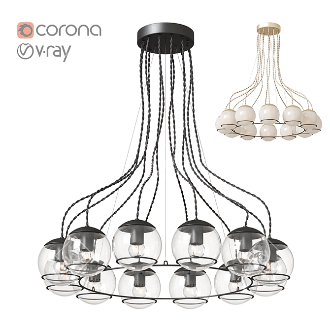 Orbit 12 Chandelier - Elegant Lighting for Any Space 3D model image 1