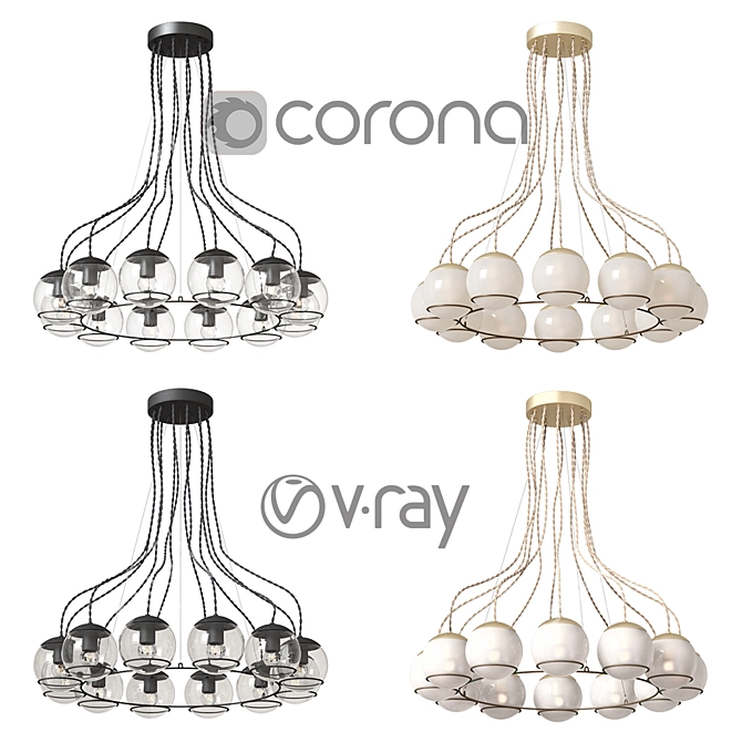 Orbit 12 Chandelier - Elegant Lighting for Any Space 3D model image 2