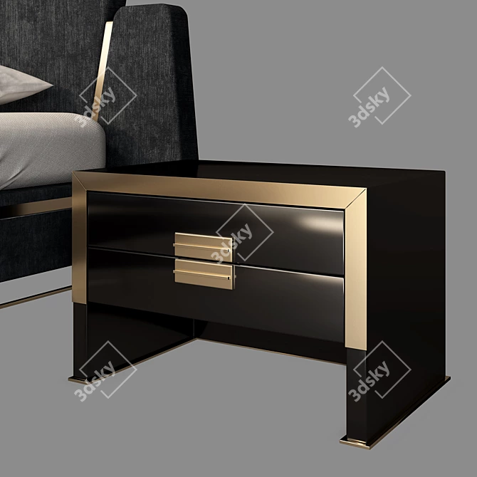 Elegant Velvet Cyprus Bed 3D model image 2