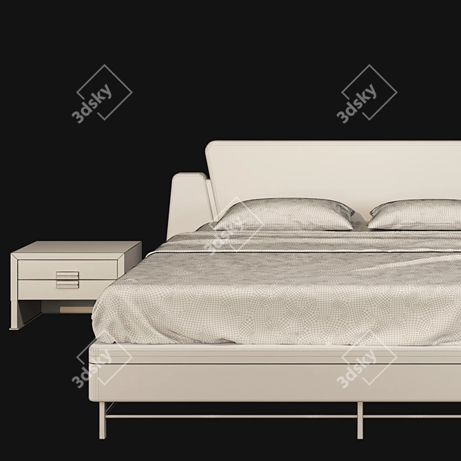 Elegant Velvet Cyprus Bed 3D model image 3