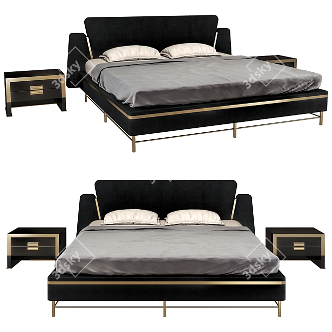 Elegant Velvet Cyprus Bed 3D model image 4