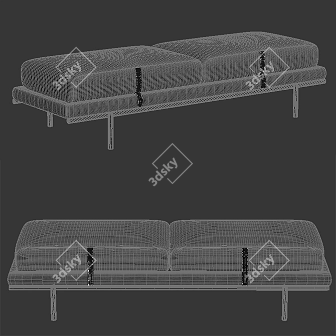 Flou Bench Bond - Stylish and Sturdy Seating Solution 3D model image 3