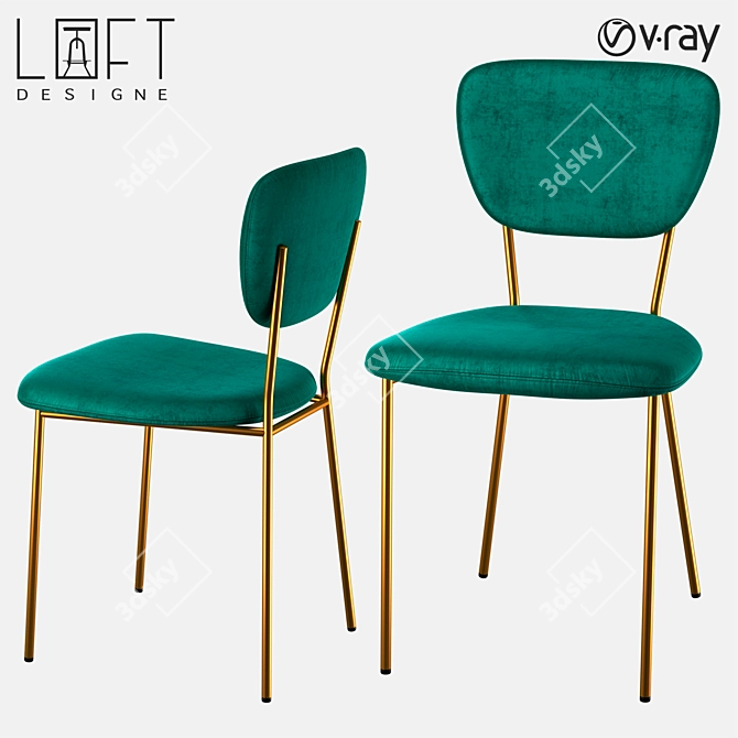 Modern Metal and Fabric Chair | LoftDesigne 1481 3D model image 1