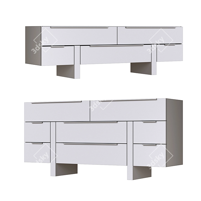 Modern Otto Nightstand with 2 Drawers 3D model image 3
