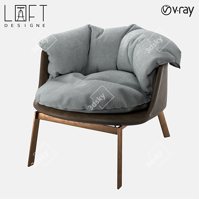 Modern Metal and Leather Chair | LoftDesigne 2112 3D model image 1