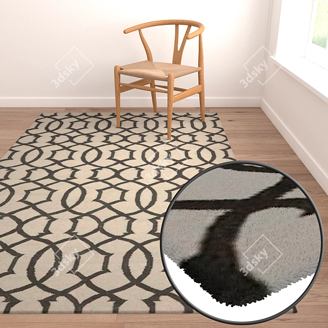 Luxury Set of 3 High-Quality Carpets 3D model image 2