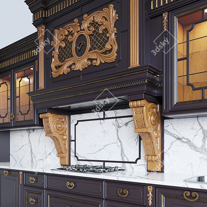 Elegant Art-Deco Kitchen: PRESTIGE Regina 3D model image 2