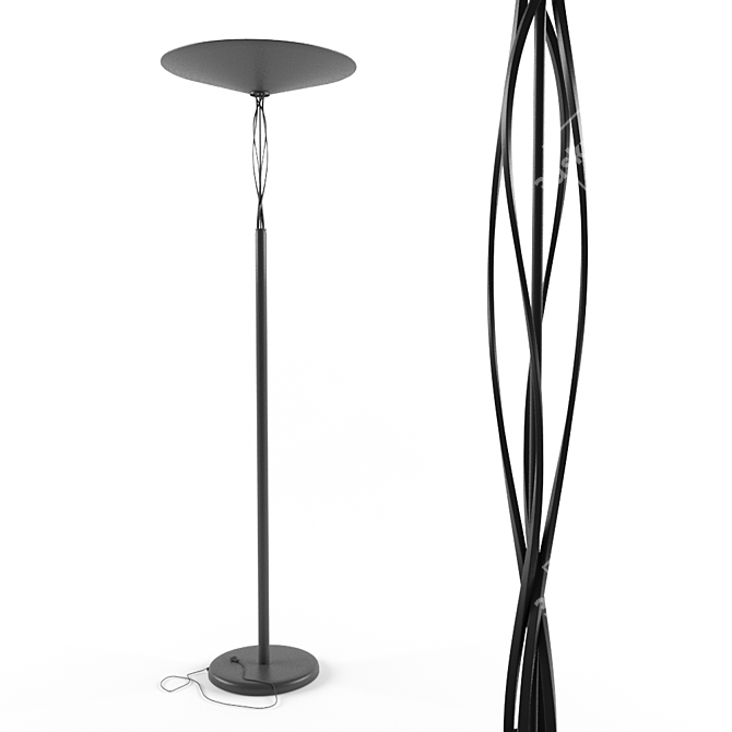 Sleek Twist: Black Floor Lamp 3D model image 1