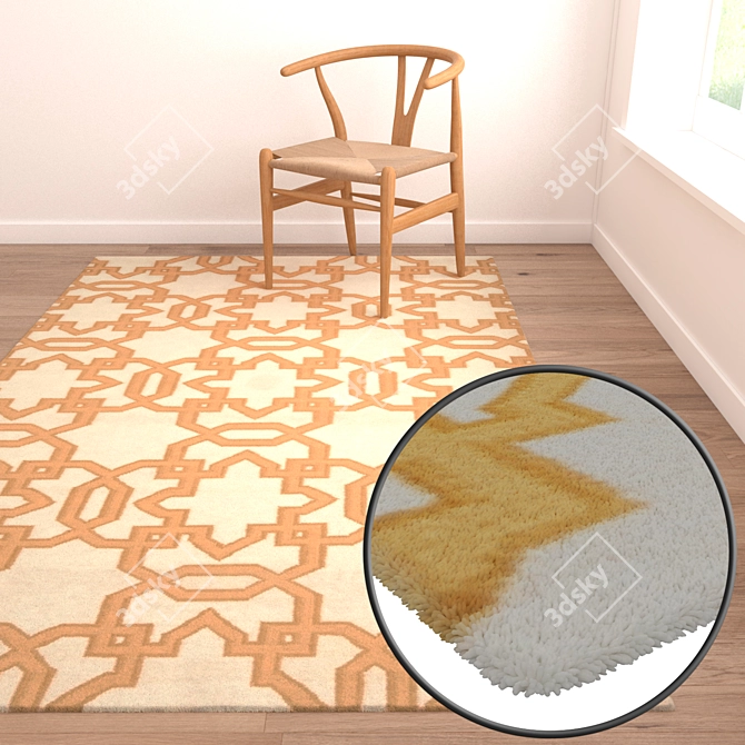 3-Piece High-Quality Carpet Set 3D model image 2