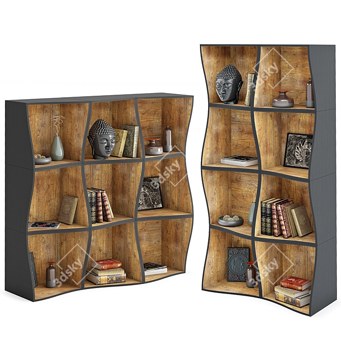Minimalist Bookcase DB005500: Versatile and Stylish 3D model image 3